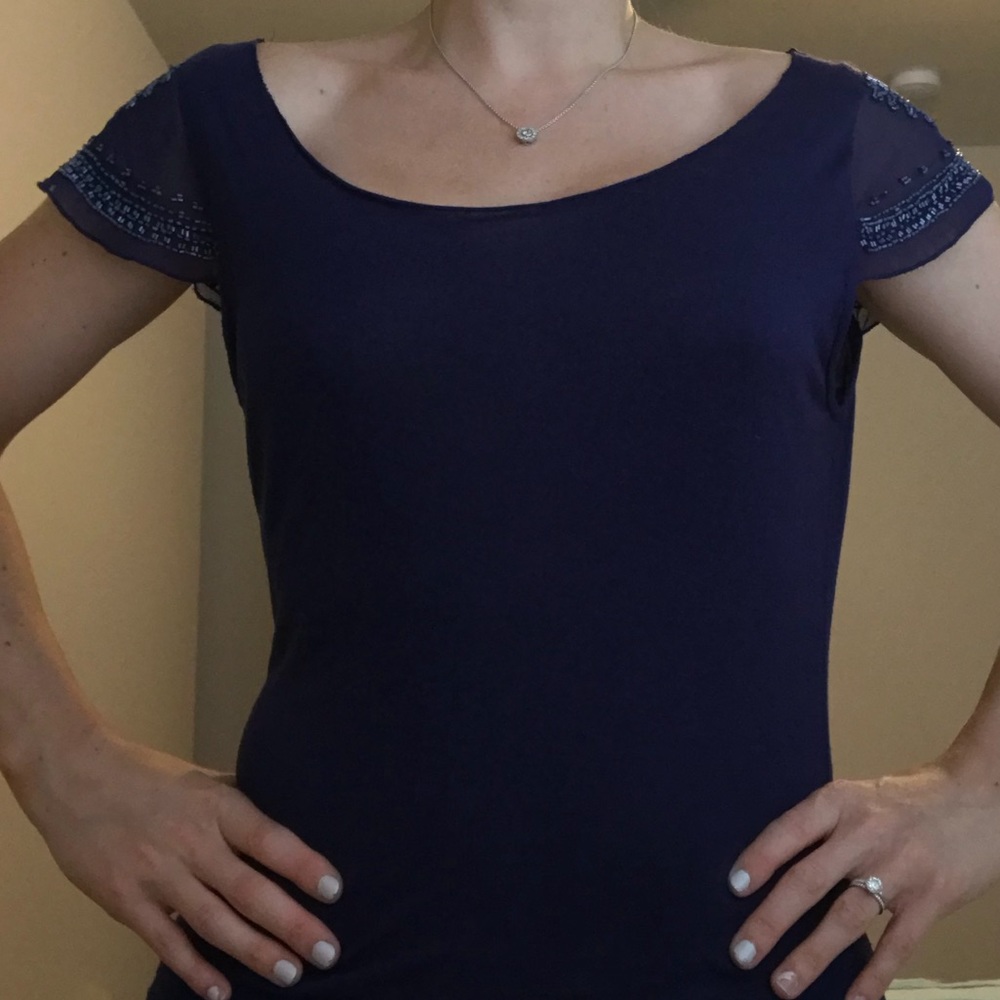 Beaded Cap Sleeve open back Shirt